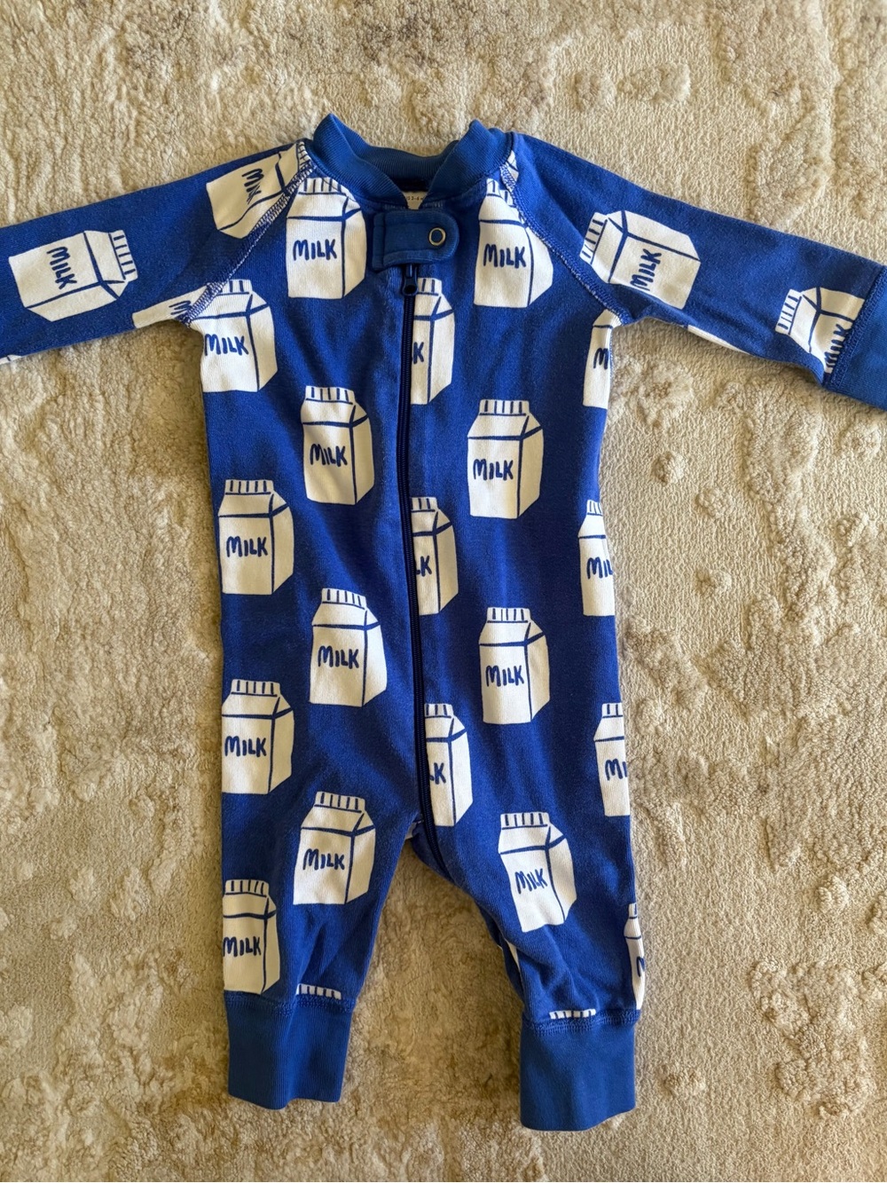 Hanna Andersson Blue Milk Carton Print Footie